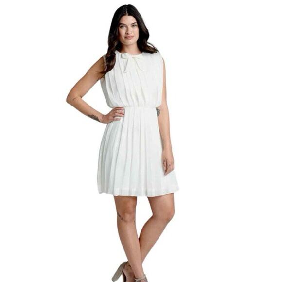 ModCloth “The Pleat-est Things” Mini Dress – Ivory, Size Medium, NEW - Picture 2 of 13
